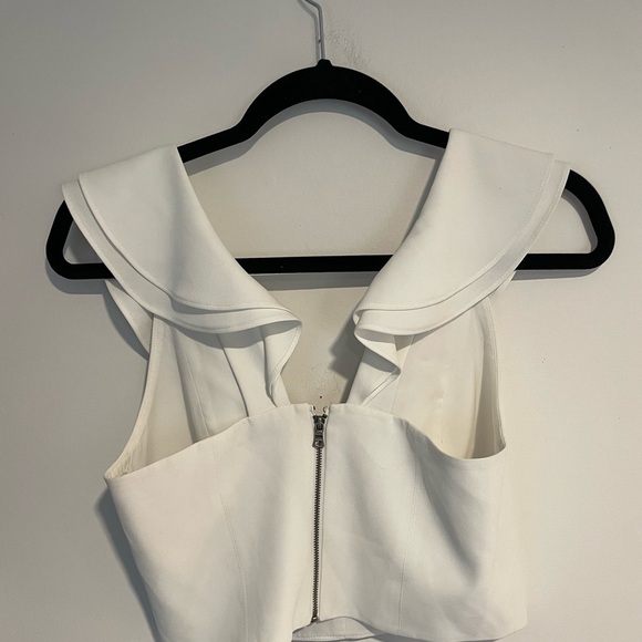 Alice + Olivia Womens White Dannette Ruffle Cropped Halter Top Shirt Size 4 - Picture 6 of 6